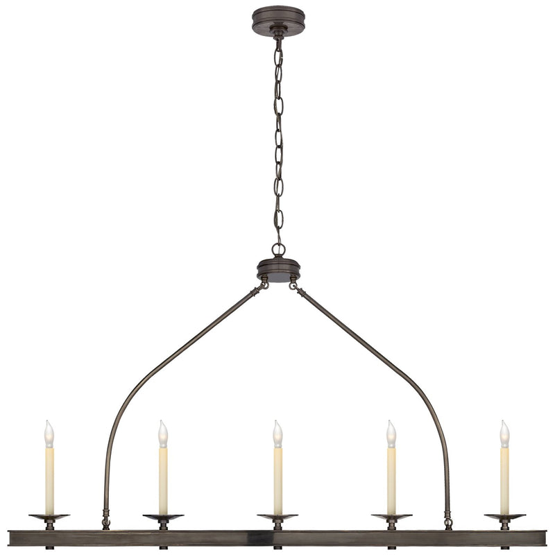 Launceton Large Linear 5-Light Chandelier in Bronze
