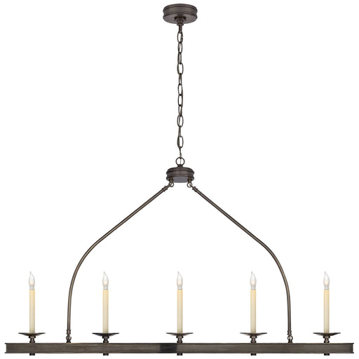 Launceton Large Linear 5-Light Chandelier in Bronze
