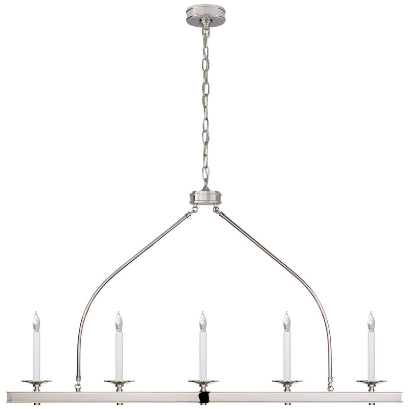 Launceton Large Linear 5-Light Chandelier in Polished Nickel