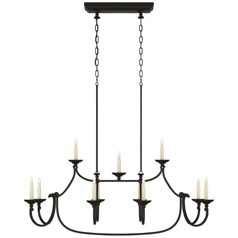 Flemish 11 Light Linear Pendant in Aged Iron