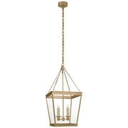 Launceton Medium Square 4-Light Lantern Pendant in Antique-Burnished Brass