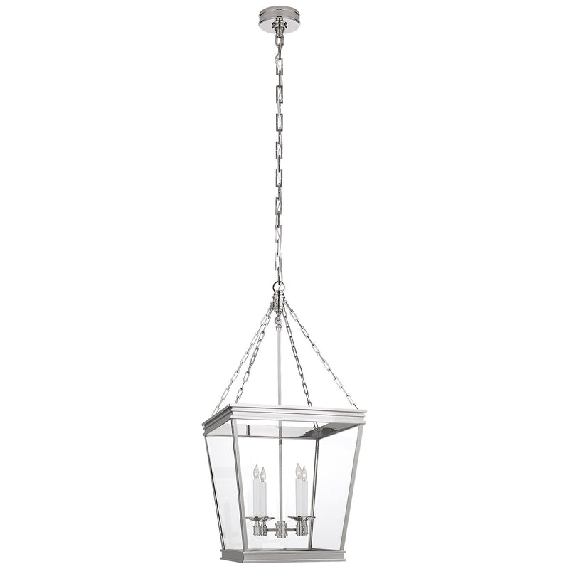 Launceton Medium Square 4-Light Lantern Pendant in Polished Nickel