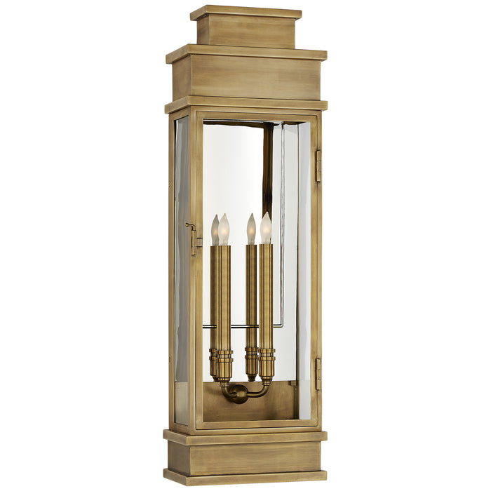 Linear Lantern Two Light Wall Lantern in Antique-Burnished Brass