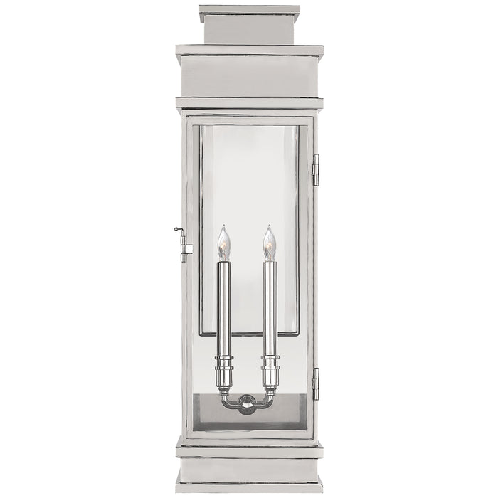 Linear Lantern Two Light Wall Lantern in Polished Nickel