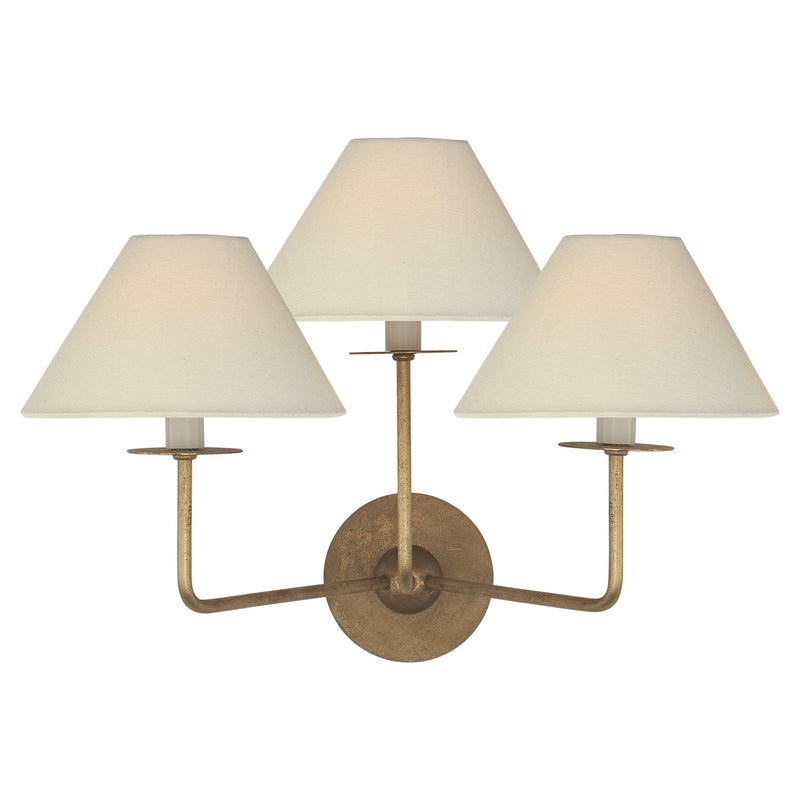 Kelley Medium Triple 3-Light Wall Sconce in Gilded Iron
