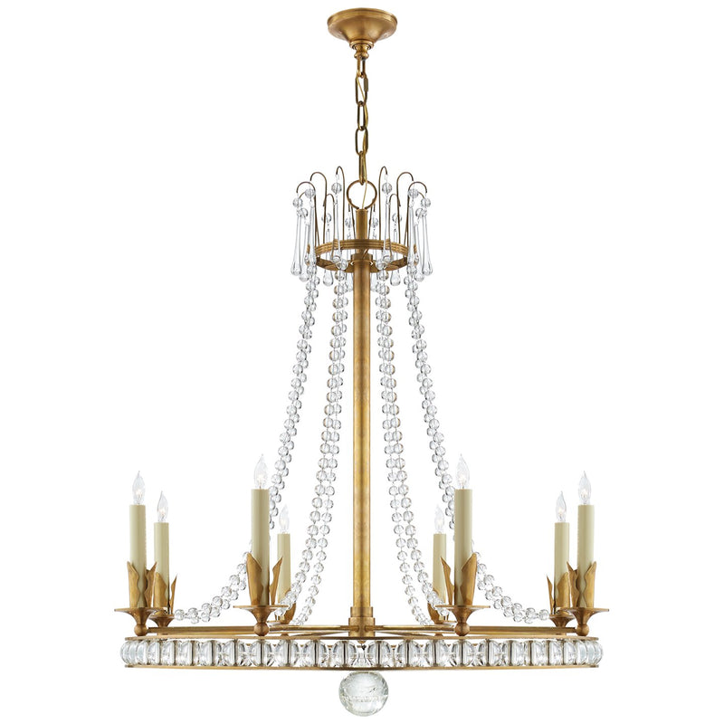 Regency Large 8-Light Chandelier in Hand-Rubbed Antique Brass