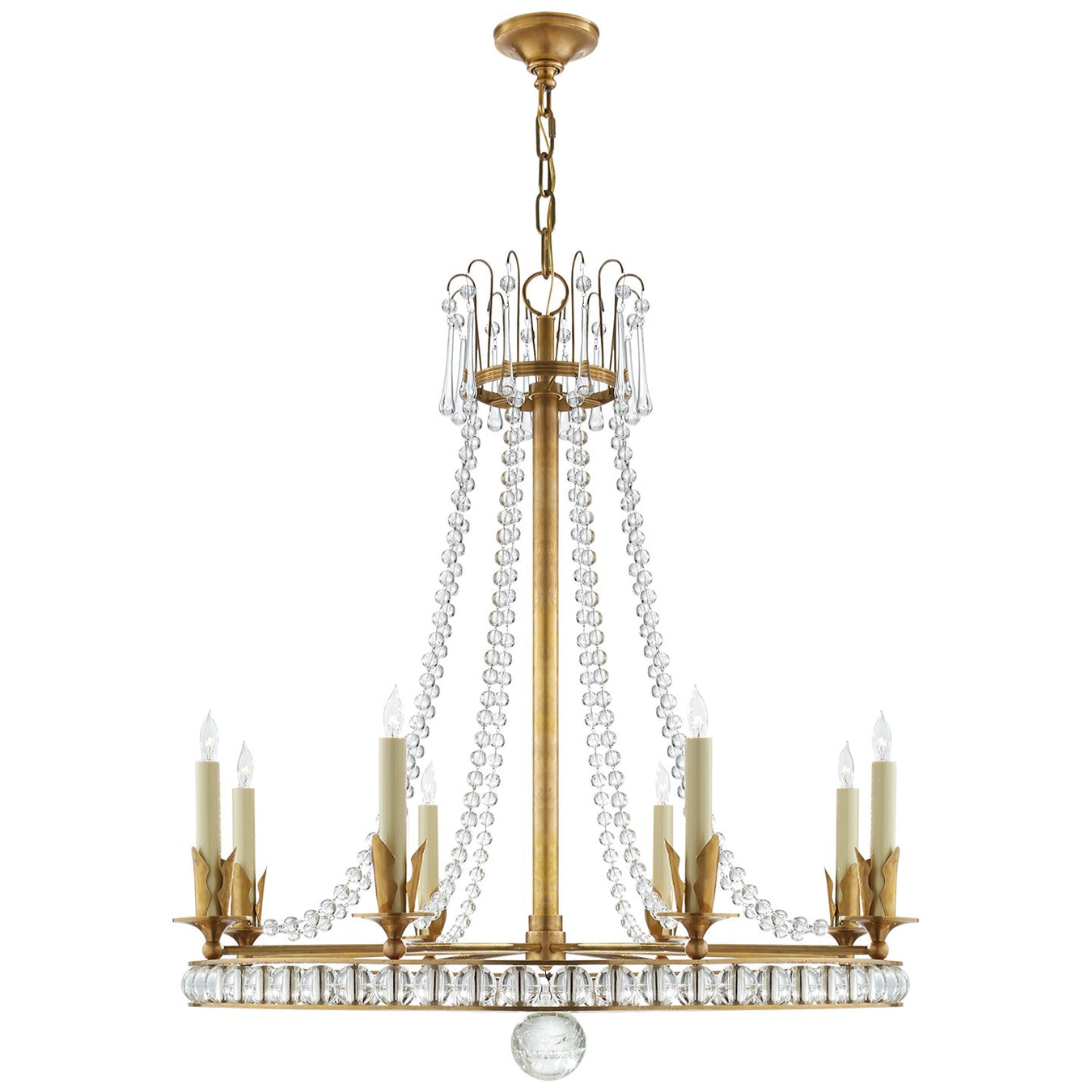 Regency Large 8-Light Chandelier in Hand-Rubbed Antique Brass