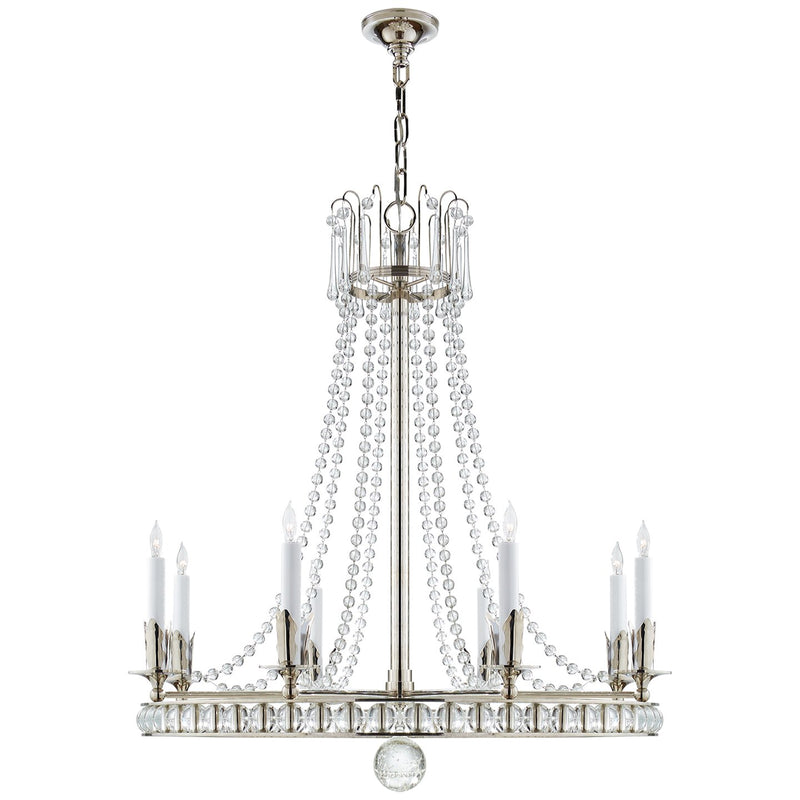 Regency Large 8-Light Chandelier in Polished Nickel