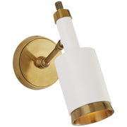 Anders Small Articulating Wall Sconce in Hand-Rubbed Antique Brass and White