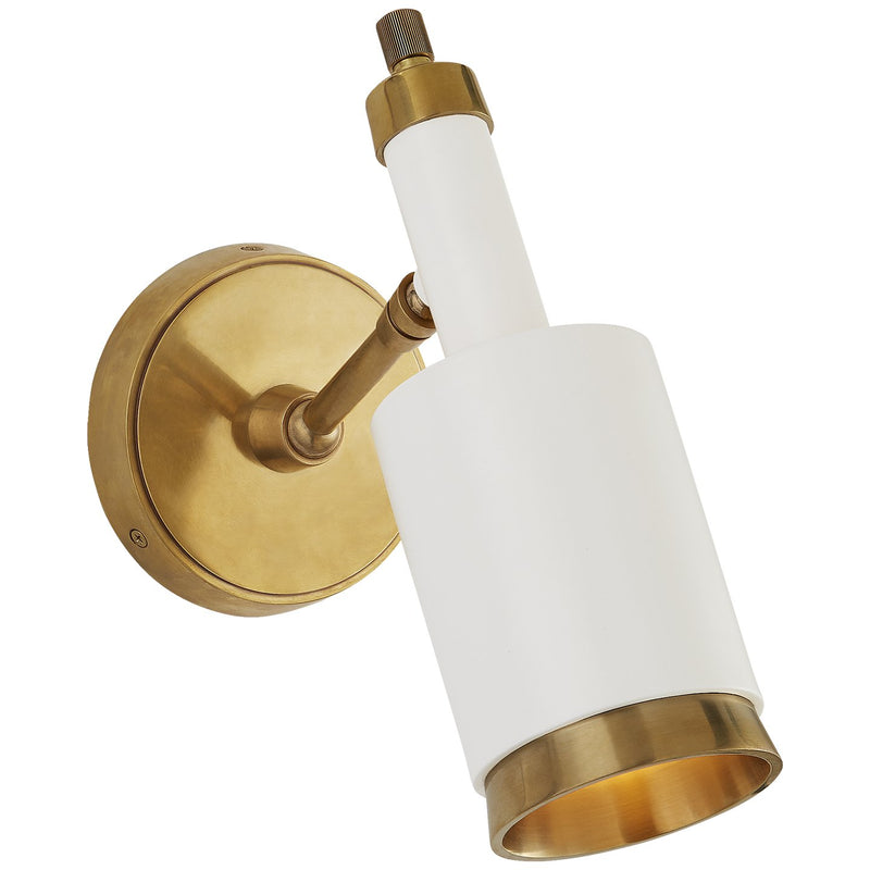 Anders Small Articulating Wall Sconce in Hand-Rubbed Antique Brass and White