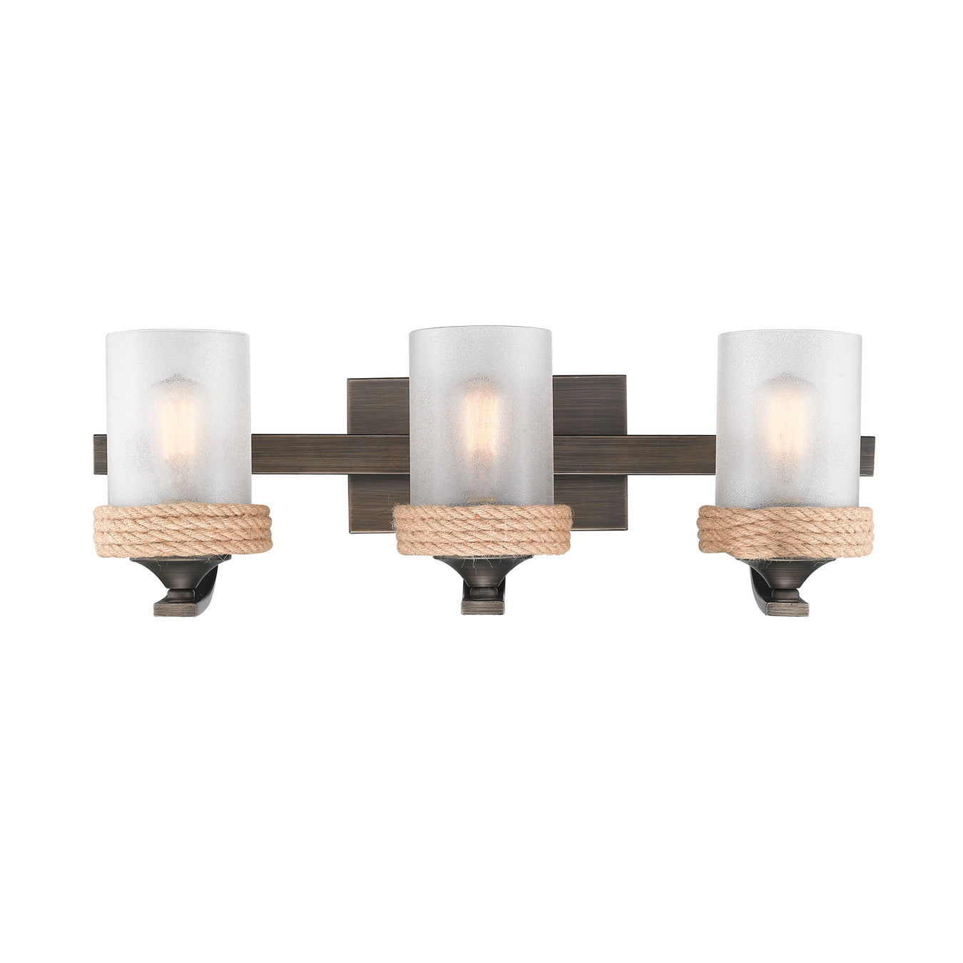 Chatham 3-Light Bath Vanity in Gunmetal Bronze with Clear Sandblasted Glass