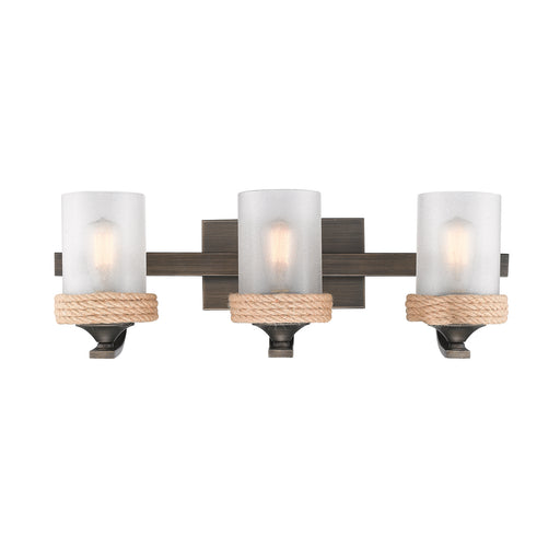 Chatham 3-Light Bath Vanity in Gunmetal Bronze with Clear Sandblasted Glass