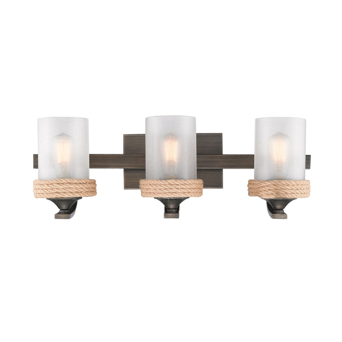 Chatham 3-Light Bath Vanity in Gunmetal Bronze with Clear Sandblasted Glass