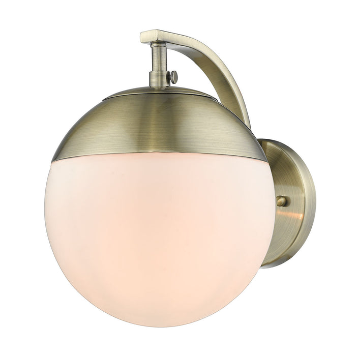 Dixon 1-Light Wall Sconce in Aged Brass with Opal Glass