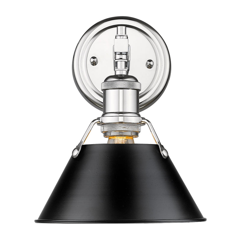 Orwell 1-Light Bath Vanity in Chrome with Black Shade
