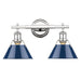 Orwell 2-Light Bath Vanity in Chrome with Navy Blue Shade - Lamps Expo