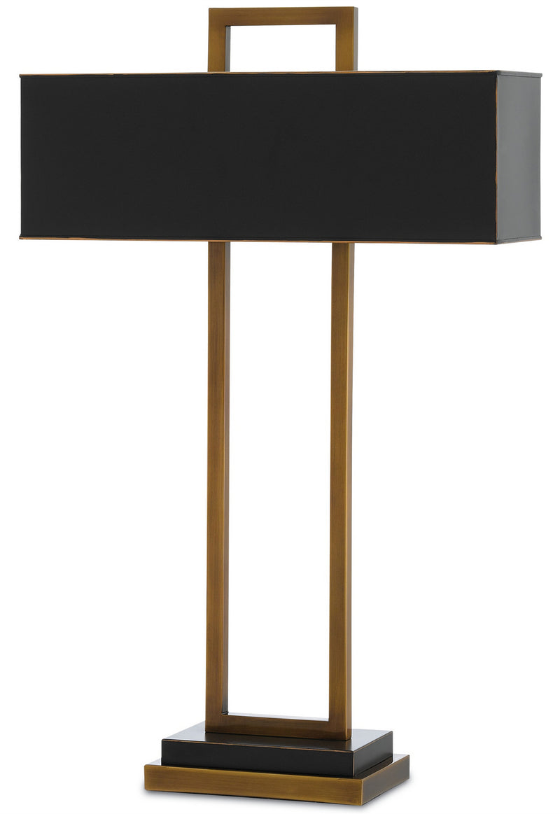 Otto 2-Light Table Lamp in Antique Brass & Oil Rubbed Bronze with Metal Shade Shade - Lamps Expo