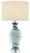 Hanni 1-Light Table Lamp in White & Blue with Off-White Shantung Shade - Lamps Expo