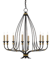 Folgate 8-Light Chandelier in French Black & Gold Leaf - Lamps Expo