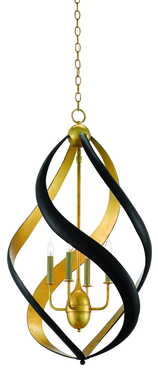 Trephine 4-Light Chandelier in Contemporary Gold Leaf & Satin Black - Lamps Expo