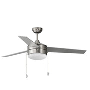 Trio 52" 3-Blade Ceiling Fan with Pull Chain (Model 89906) in Satin Nickel / Black