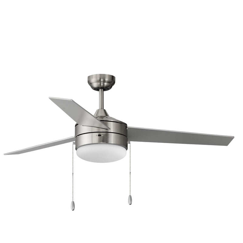 Trio 52" 3-Blade Ceiling Fan with Pull Chain (Model 89906) in Satin Nickel / Black