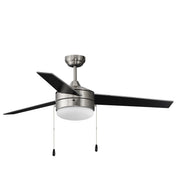 Trio 52" 3-Blade Ceiling Fan with Pull Chain (Model 89906) in Satin Nickel / Black
