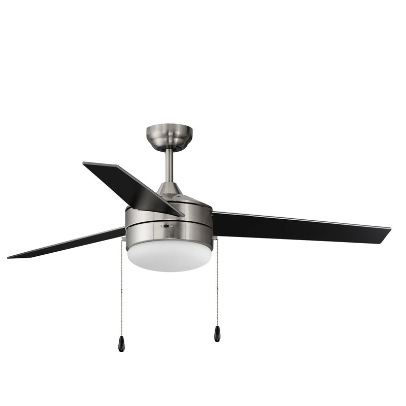 Trio 52" 3-Blade Ceiling Fan with Pull Chain (Model 89906) in Satin Nickel / Black
