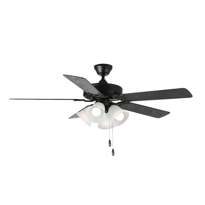 Basic-Max 52" Ceiling Fan with 4 Light Kit in Black / Walnut / Pecan