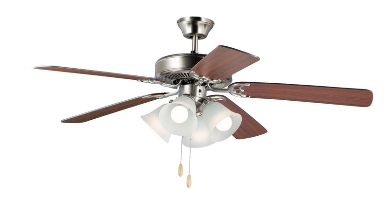 Basic-Max 52" Ceiling Fan with 4 Light Kit in Satin Nickel / Walnut / Pecan
