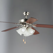 Basic-Max 52" Ceiling Fan with 4 Light Kit in Satin Nickel / Walnut / Pecan