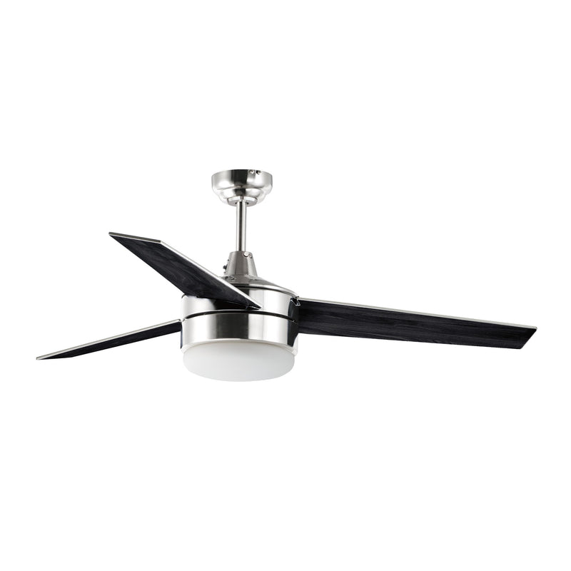 Trio 52" Ceiling Fan with 2 Light Kit in Satin Nickel / Black