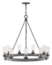 Sawyer 9-Light Outdoor Chandelier in Aged Zinc