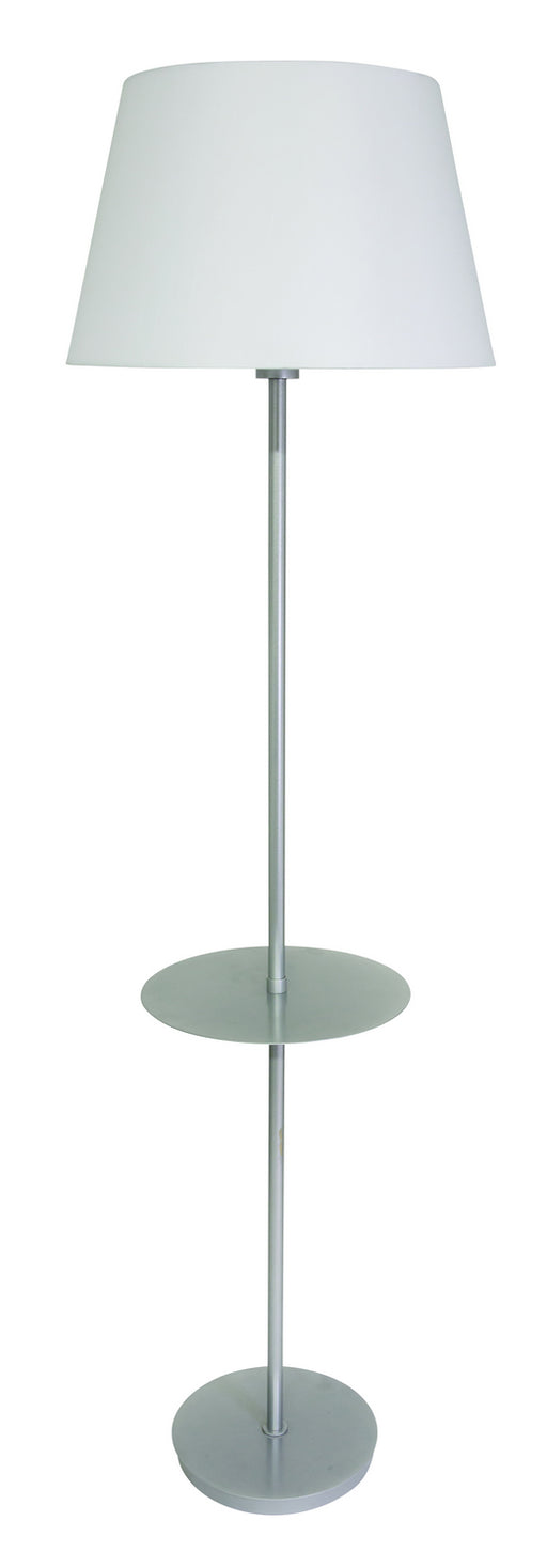 Vernon 3-bulb Floor Lamp with Table in Platinum Gray with Fine White Linen Shade