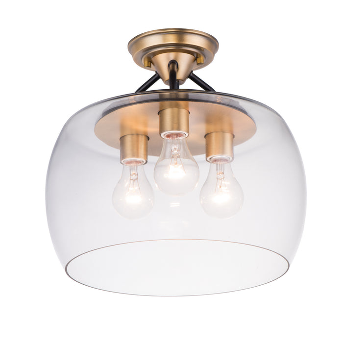 Goblet Three Light Semi-Flush Mount in Bronze / Antique Brass