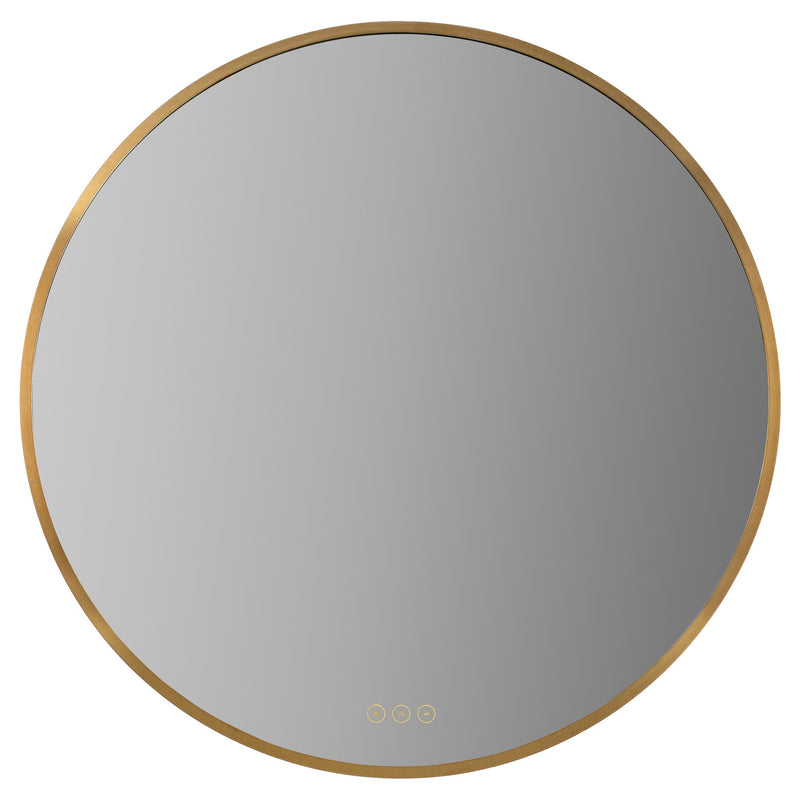 Soleil 30" Round LED Mirror in Brushed Brass