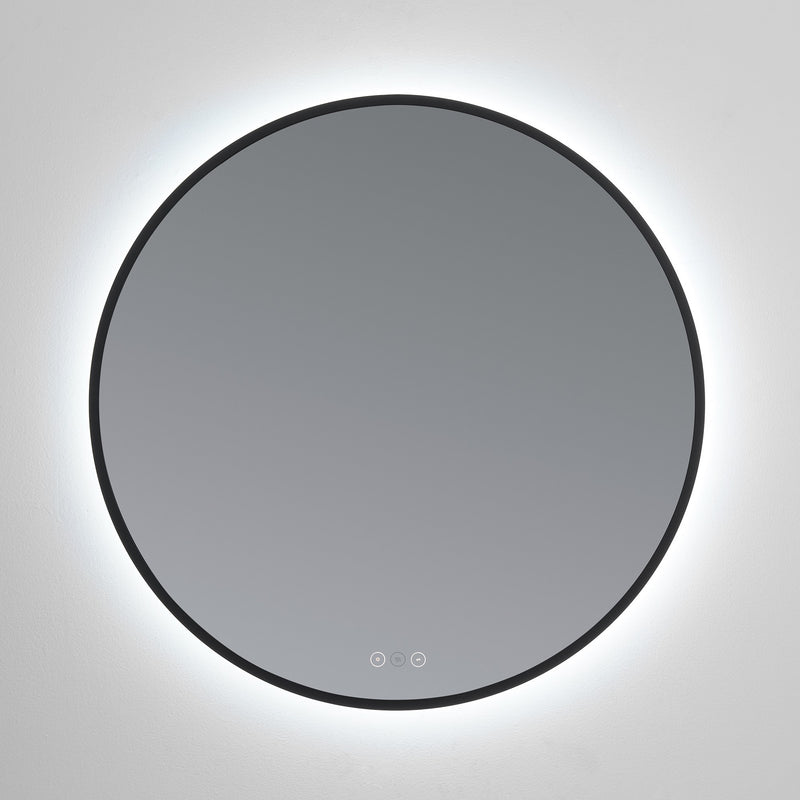 Soleil 30" Round LED Mirror in Matte Black