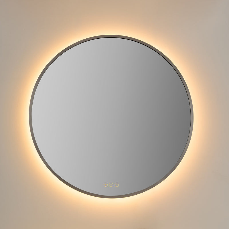 Soleil 30" Round LED Mirror in Satin Nickel