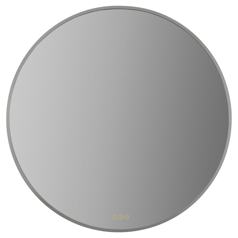 Soleil 36" Round LED Mirror in Satin Nickel
