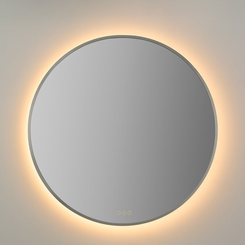 Soleil 36" Round LED Mirror in Satin Nickel