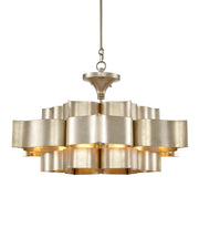 Grand Lotus 6-Light Large Drum Pendant in Contemporary Silver Leaf