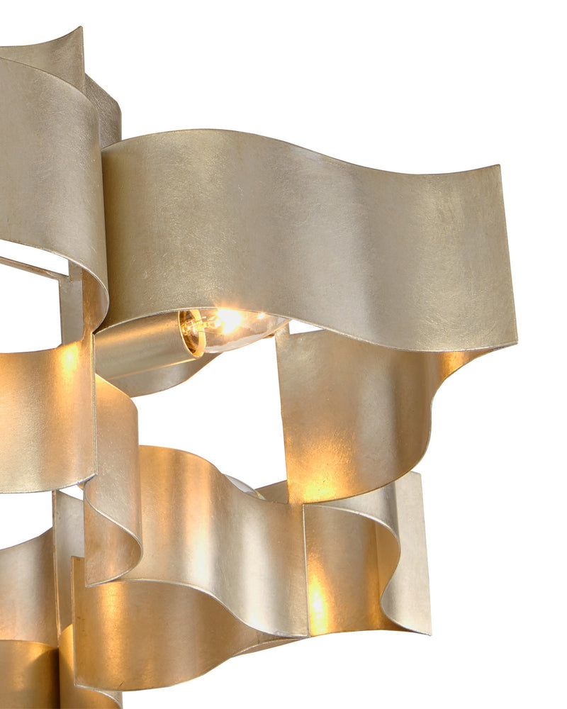Grand Lotus 6-Light Large Drum Pendant in Contemporary Silver Leaf