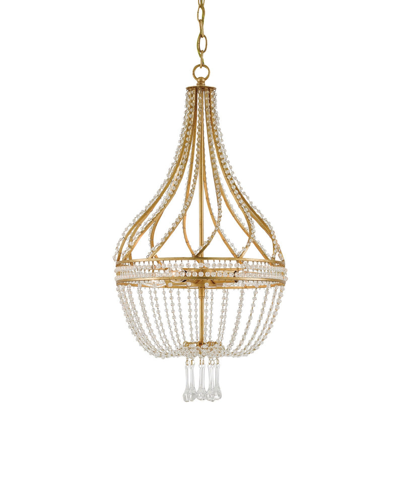 Ingenue 4-Light Chandelier in Antique Gold Leaf / Clear
