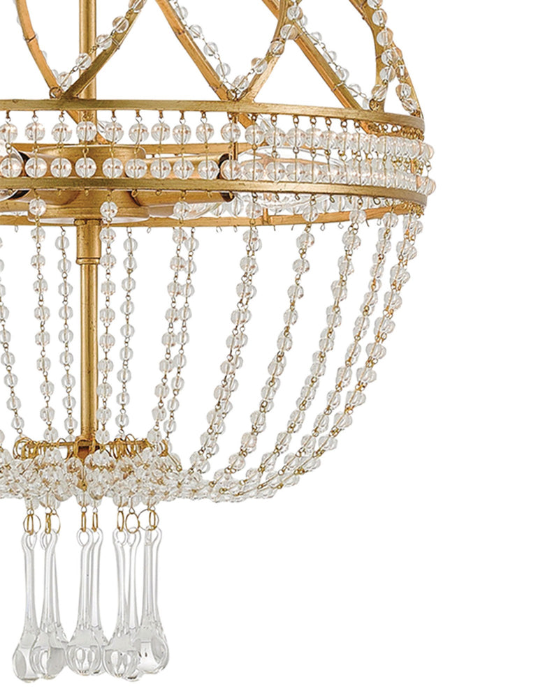 Ingenue 4-Light Chandelier in Antique Gold Leaf / Clear