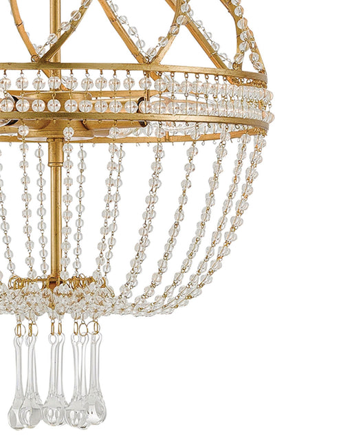 Ingenue 4-Light Chandelier in Antique Gold Leaf / Clear