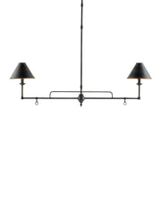 Prosperity 2-Light Rectangular Chandelier in French Black / Contemporary Gold Leaf