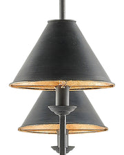 Prosperity 2-Light Rectangular Chandelier in French Black / Contemporary Gold Leaf