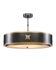 Huntsman Semi-Flush Mount in Satin Black / Antique Brass / White