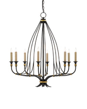 Folgate 8-Light Small Chandelier in French Black / Gold Leaf