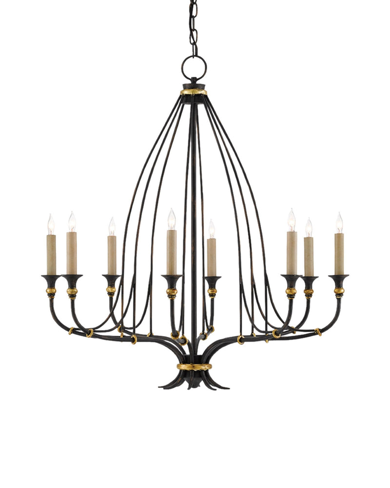 Folgate 8-Light Small Chandelier in French Black / Gold Leaf